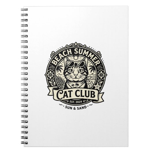 Carnet Chat d'été de plage Graphique de chat drôle - Été  (Devant)