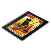 Carnet Chat d'Halloween assis avec chapeau de sorcière (Côté gauche)