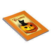 Carnet Chat d'Halloween assis dans une citrouille Jack O (Côté Droit)