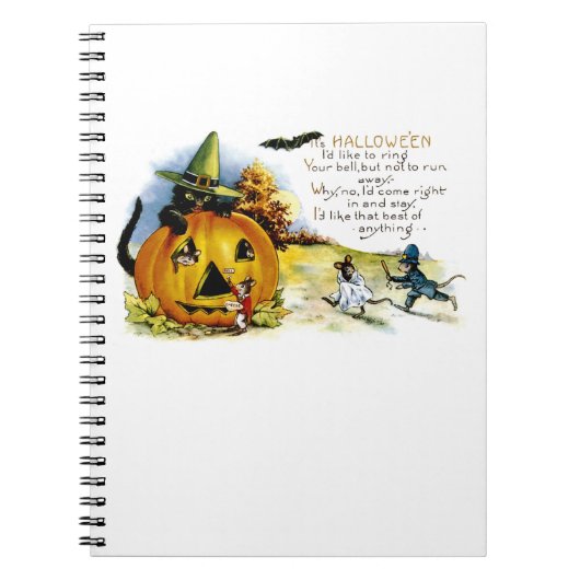 Carnet Chat d'Halloween et souris (Devant)