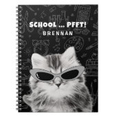 Carnet Chat drôle avec lunettes de soleil Retour à l'écol (Devant)