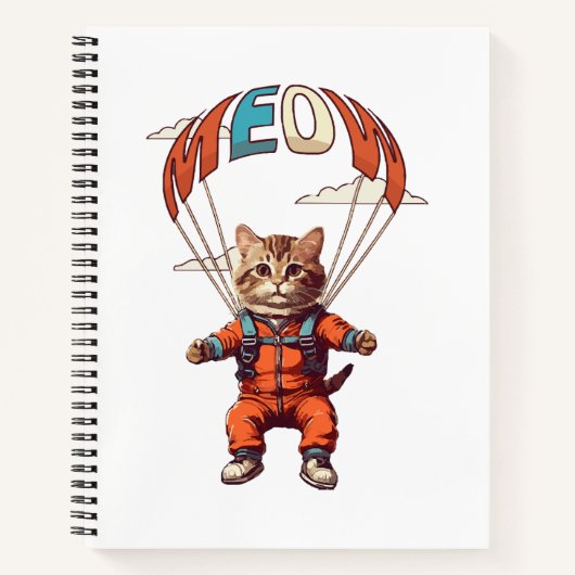 Carnet Chat drôle de parachutisme (Devant)