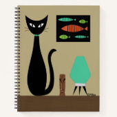 Carnet Chat du milieu du siècle avec poisson rétro (Devant)