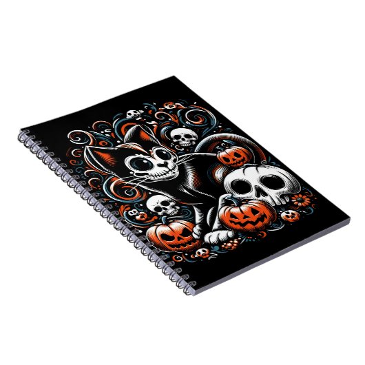 Carnet Chat éffrayant avec des crânes (Côté Droit)