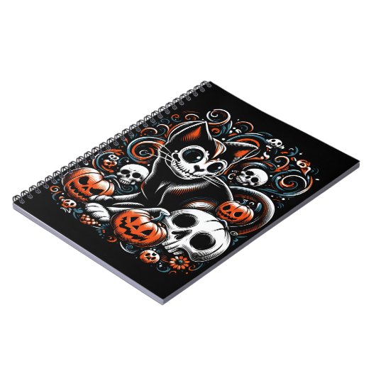 Carnet Chat éffrayant avec des crânes (Côté gauche)