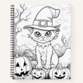 Carnet Chat éffrayant et Citrouilles | Halloween (Devant)