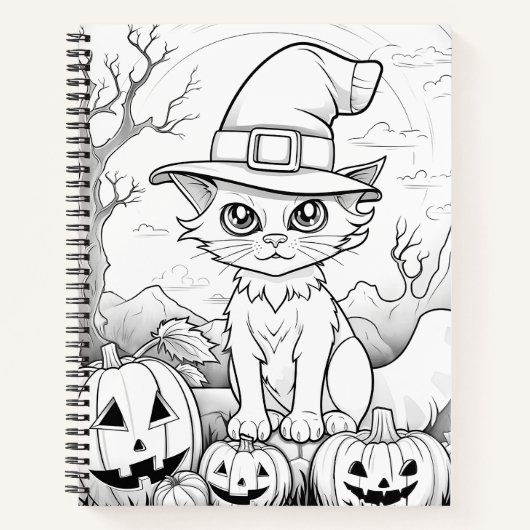 Carnet Chat éffrayant et Citrouilles | Halloween (Devant)
