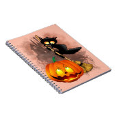 Carnet Chat effrayé par Citrouille Fun Halloween caractèr (Côté Droit)