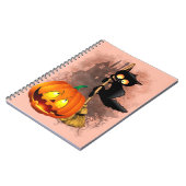 Carnet Chat effrayé par Citrouille Fun Halloween caractèr (Côté gauche)