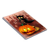Carnet Chat effrayé par Citrouille Fun Halloween caractèr (Côté Droit)