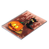 Carnet Chat effrayé par Citrouille Fun Halloween caractèr (Côté gauche)