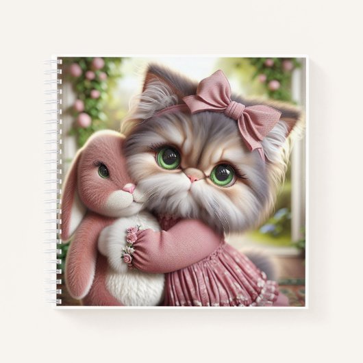 Carnet Chat en robe rose avec lapin, de Natasha Us (Devant)