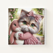 Carnet Chat en robe rose avec lapin, de Natasha Us (Dos)