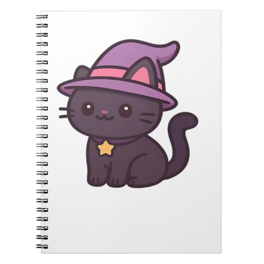 Carnet Chat en sorcière Kawaii en T-shirt classique Casqu (Devant)