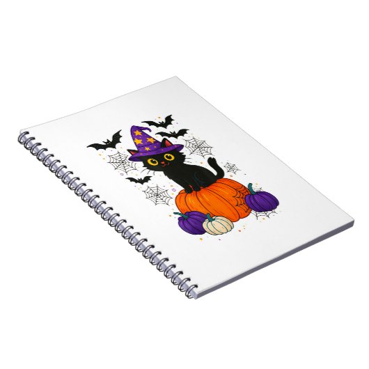 Carnet Chat en sorcière noire mignonne Citrouille Hallowe (Côté Droit)