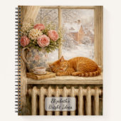Carnet Chat endormi Fenêtre d'hiver (Devant)