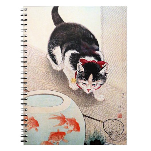 Carnet Chat et bol à poissons rouges (Devant)