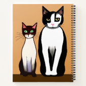 Carnet Chat et chaton noir et blanc rétro moderne (Dos)