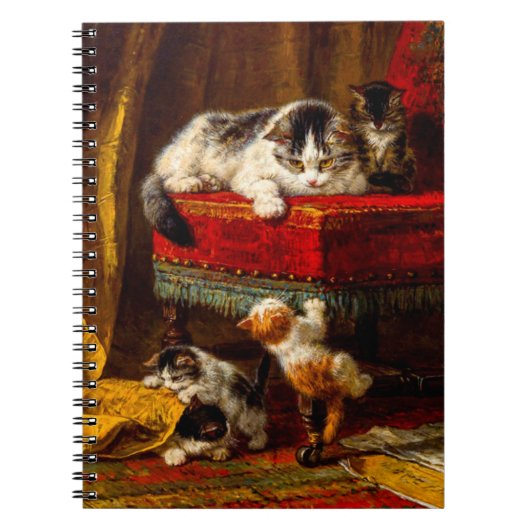Carnet Chat et chatons jouant avec une chaise (Devant)