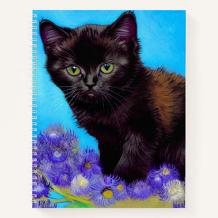 Carnet Chat et fleurs de Van Gogh
