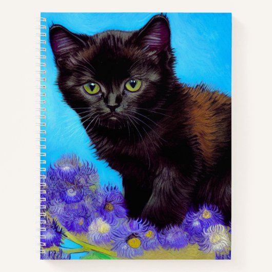 Carnet Chat et fleurs de Van Gogh (Devant)