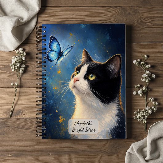Carnet Chat et papillon bleu
