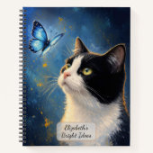 Carnet Chat et papillon bleu (Devant)