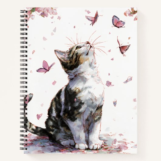 Carnet Chat Fleur de Cerisier et Papillons (10) (Devant)