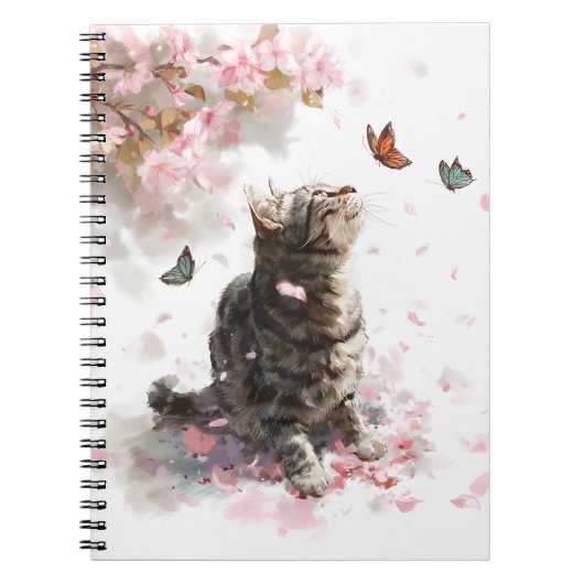 Carnet Chat Fleur de Cerisier et Papillons (11) (Devant)