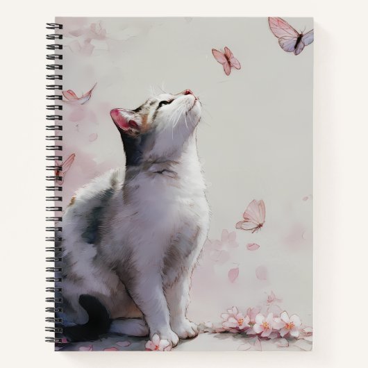 Carnet Chat Fleur de Cerisier et Papillons (13) (Devant)