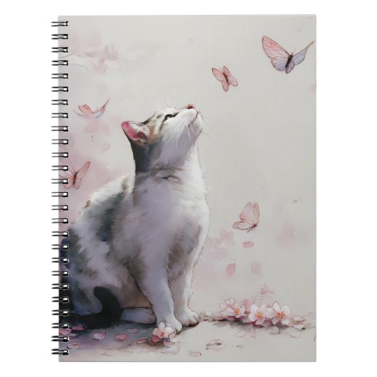 Carnet Chat Fleur de Cerisier et Papillons (13) (Devant)