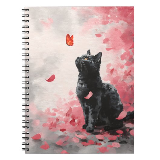 Carnet Chat Fleur de Cerisier et Papillons (3) (Devant)