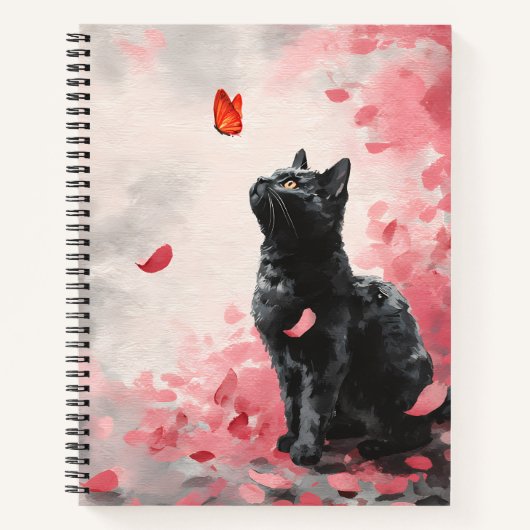 Carnet Chat Fleur de Cerisier et Papillons (3) (Devant)