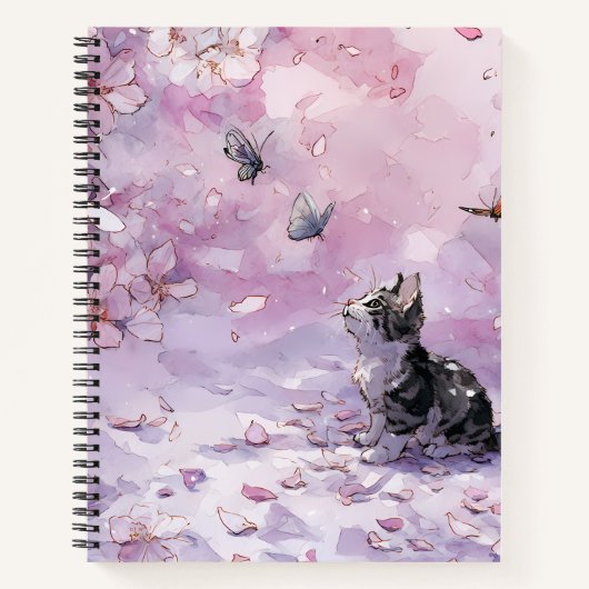 Carnet Chat Fleur de Cerisier et Papillons (5) (Devant)