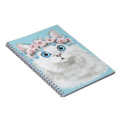 Carnet Chat floral blanc doux (Côté Droit)