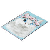 Carnet Chat floral blanc doux (Côté gauche)