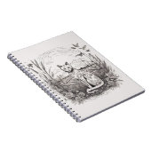 Carnet Chat Floral noir blanc gros plan Fleurs détaillées (Côté Droit)
