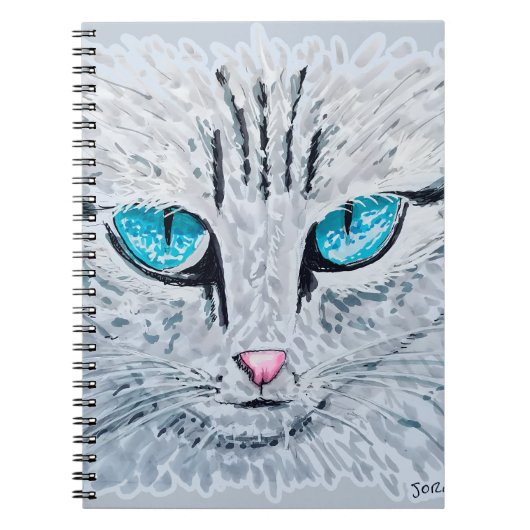 Carnet Chat Fluffy aux Yeux Bleus (Devant)