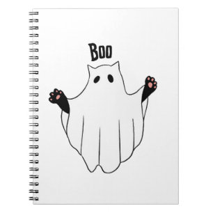 Carnet Chat Ghost Boo Halloween Funny Chat Noir Éffrayant