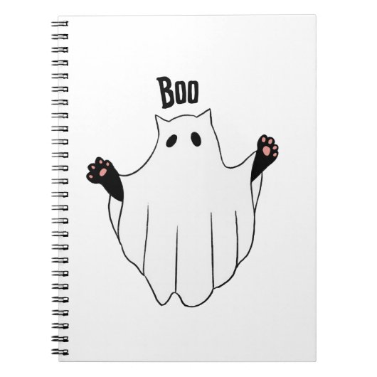 Carnet Chat Ghost Boo Halloween Funny Chat Noir Éffrayant (Devant)