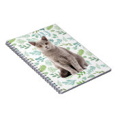 Carnet Chat Gray avec Fleurs et Motif Feuille (Côté Droit)