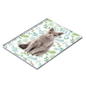 Carnet Chat Gray avec Fleurs et Motif Feuille (Côté gauche)