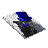 Carnet Chat gris avec chapeau bleu et moustache bleue (Côté Droit)