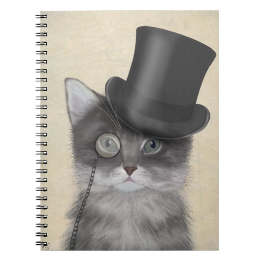 Carnet Chat gris avec chapeau supérieur (Devant)