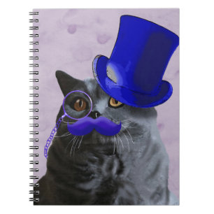 Carnet Chat gris avec le casquette supérieur et la