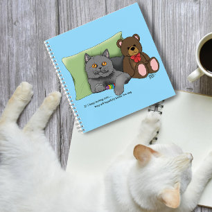 Carnet Chat gris ours en peluche