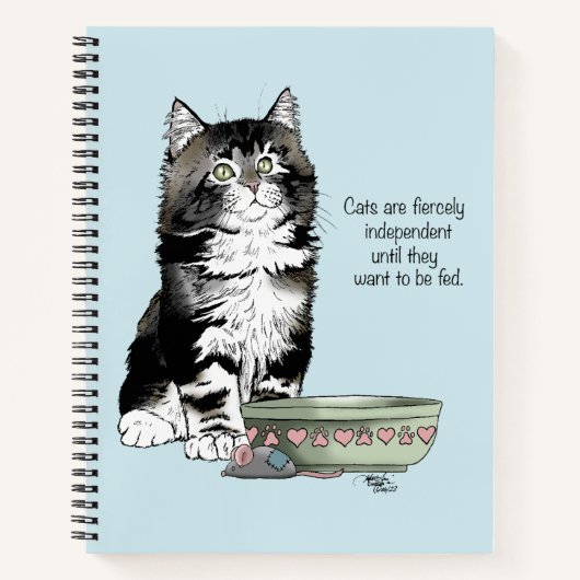 Carnet Chat gris tabby indépendant bleu mignon drôle (Devant)