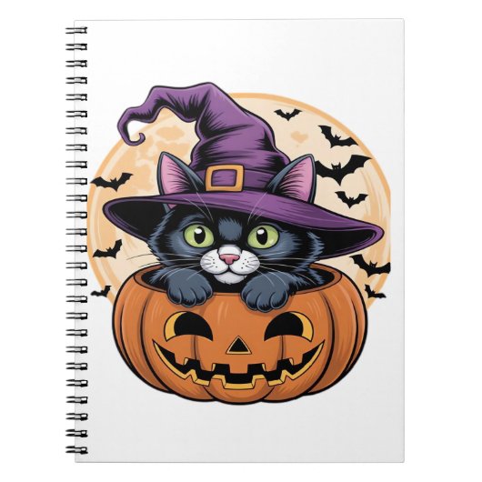 Carnet Chat Halloween Citrouille Chat noir T-shirt surdim (Devant)