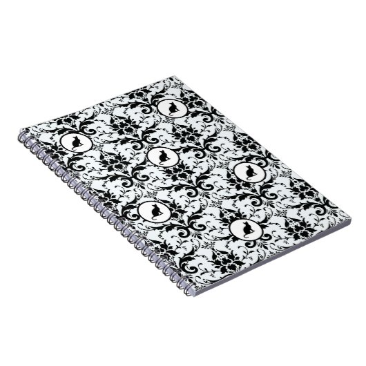 Carnet Chat inspiré Damask Elegance bleu clair (Côté Droit)