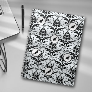 Carnet Chat inspiré Damask Elegance bleu clair